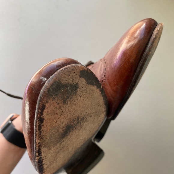 Vintage BALLY Italian Brown Leather Wing Tip Brogue Oxford Dress Shoes Mens 10.5 - Picture 10 of 16